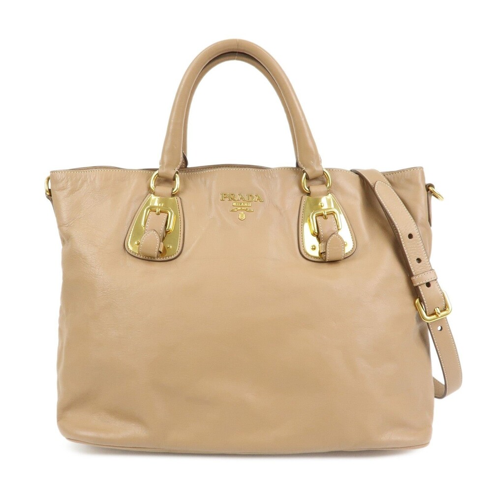 Prada Soft Calf Leather Handbag Beige
